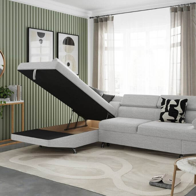 Canapé d'angle convertible moderne en tissu Elpasso